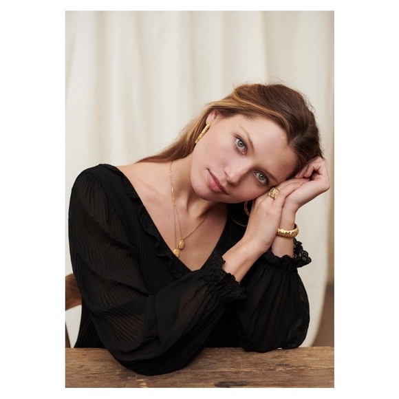 Sezane Black Blouse with Ruffle Detail - Picture 8 of 8